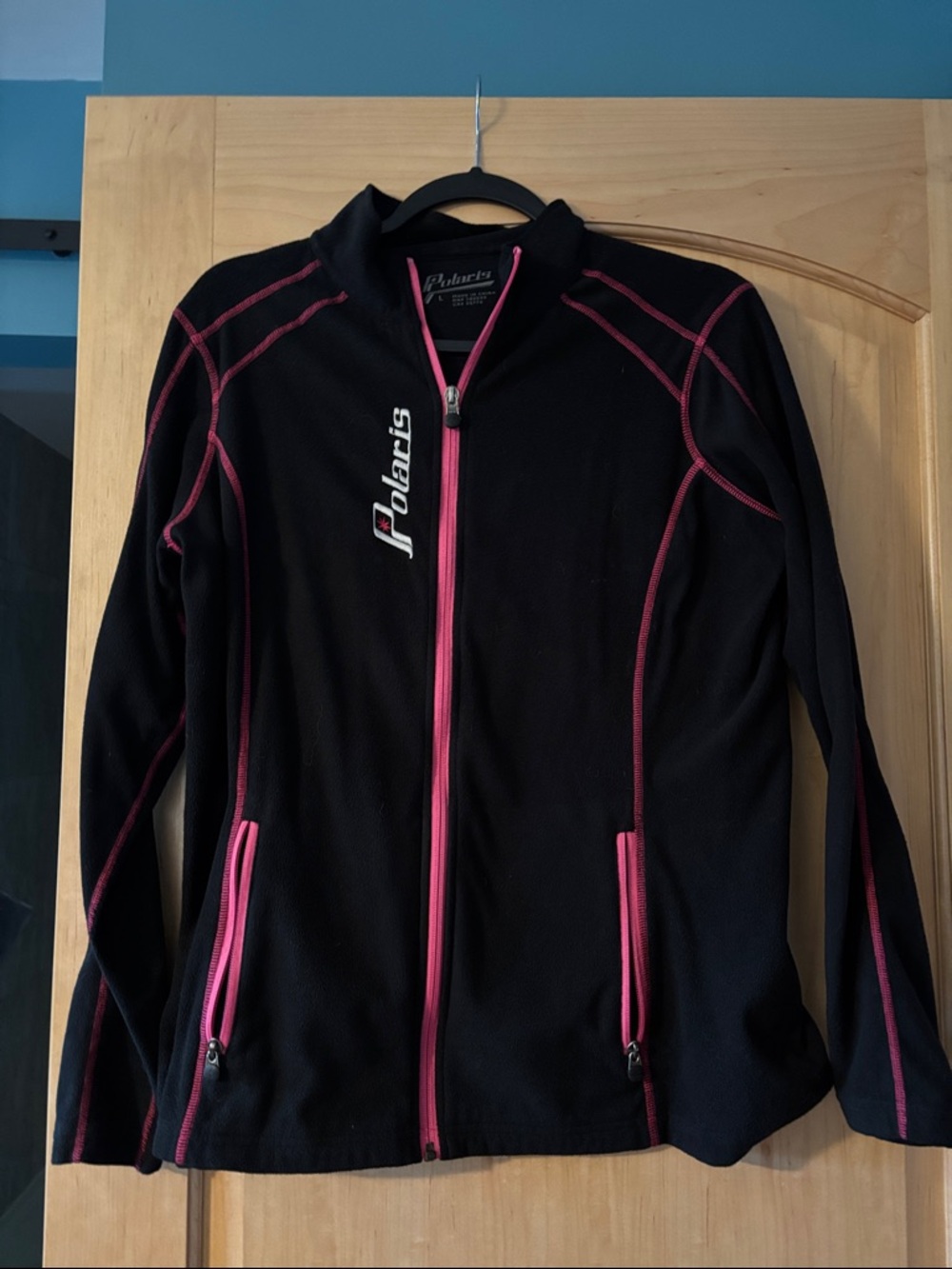 Polaris Women’s Black Zip-Up fleece with Pink Trim